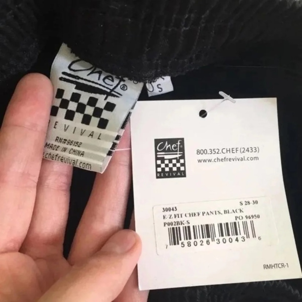Black cook pants Size S NEW restaurant pants - Picture 4 of 4